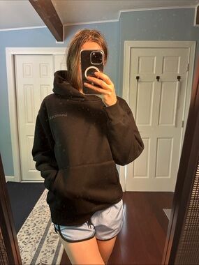 Black Fleece lined Corporate Grayscale Hoodie